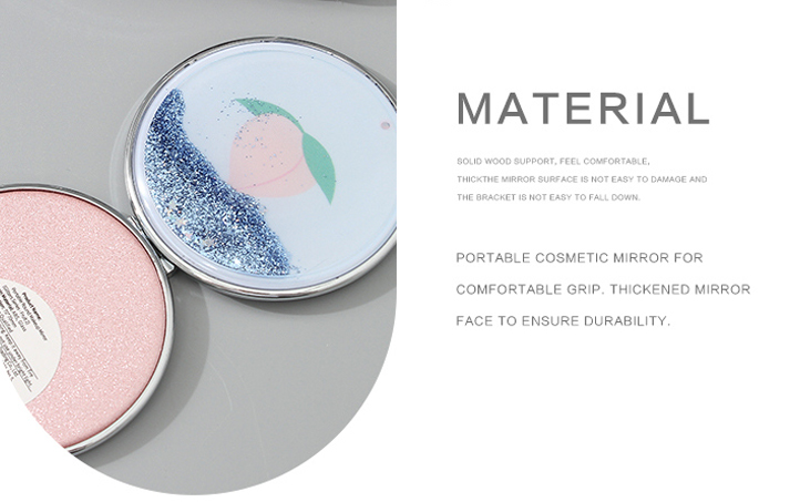 Portable Round Makeup Mirror (Glitters Series - Fruit 2)