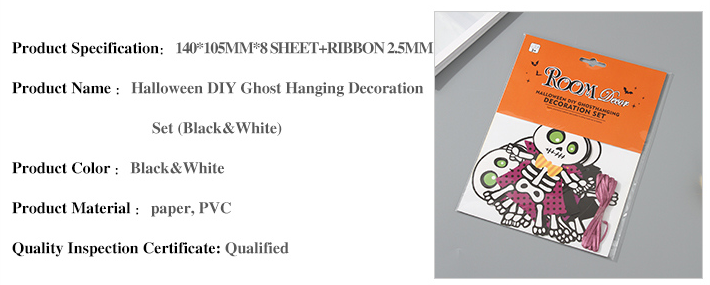 Halloween DIY Ghost Hanging Decoration Set (Black&White)