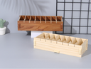Wooden Business Card Organizer with Adjustable Dividers (Wood Color)