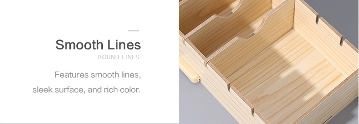 Wooden Business Card Organizer with Adjustable Dividers (Wood Color)