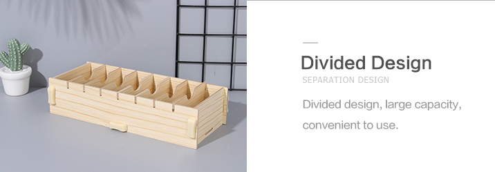 Wooden Business Card Organizer with Adjustable Dividers (Wood Color)