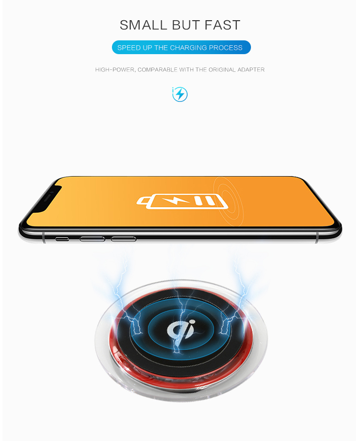 Wireless Charger-Q6 (5V 1A)(Black with Red Rim)
