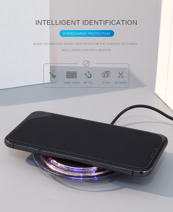 Wireless Charger-Q6 (5V 1A)(Black with Red Rim)