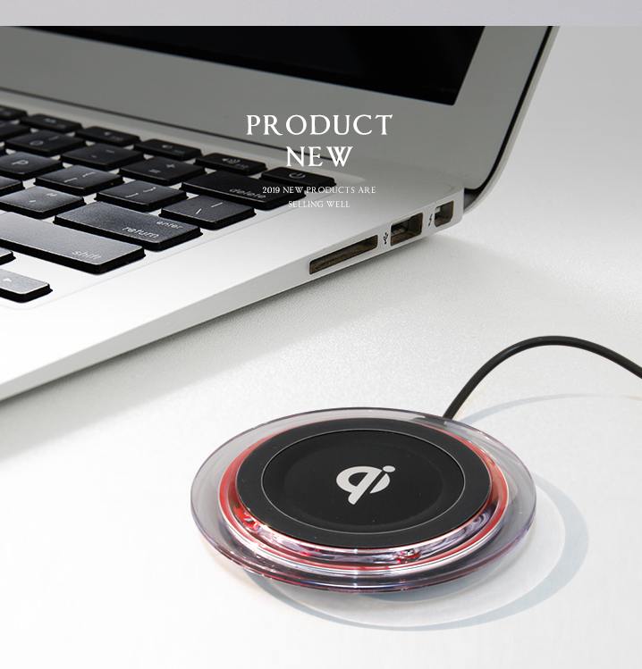 Wireless Charger-Q6 (5V 1A)(Black with Red Rim)