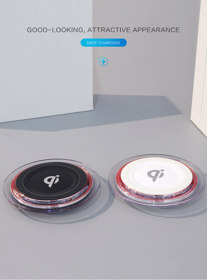 Wireless Charger-Q6 (5V 1A)(Black with Red Rim)