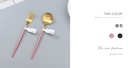 Gold-Plated Stainless Steel Dinner Spoon/Fork (Black and Gold/Pink and Gold)