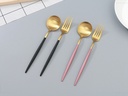 Gold-Plated Stainless Steel Dinner Spoon/Fork (Black and Gold/Pink and Gold)
