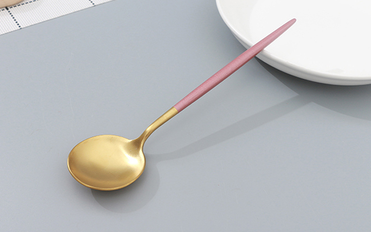 Gold-Plated Stainless Steel Dinner Spoon/Fork (Black and Gold/Pink and Gold)