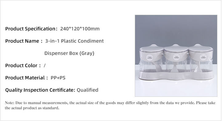 3-in-1 Plastic Condiment Dispenser Box (Gray)
