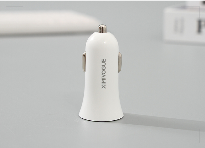 2.1A Dual Port Car Charger-Y22 (White)(TYPE-C Cable Included)