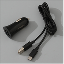 2.1A Dual Port Car Charger-Y22 (Black)(TYPE-C Cable Included)