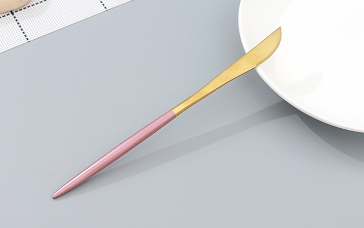 Gold-Plated Stainless Steel Table Knife (Black and Gold/Pink and Gold)