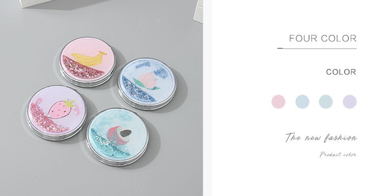 Portable Round Makeup Mirror (Glitters Series - Fruit 2)