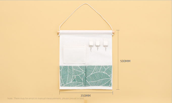 Leaves Series Hanging Storage Bag with 3 Pockets and 3 Hooks