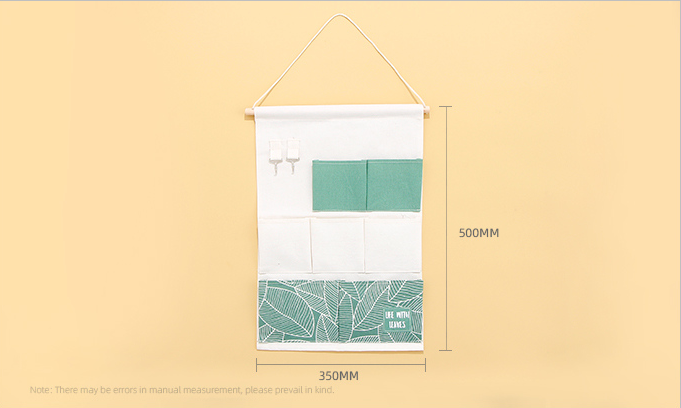 Leaves Series Hanging Storage Bag with 7 Pockets and 2 Hooks