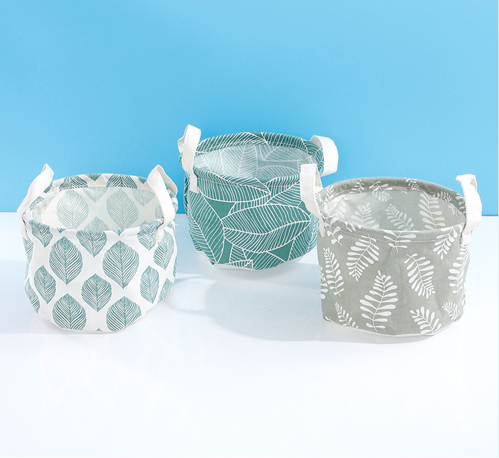 Leaves Series Barrel Fabric Storage Basket