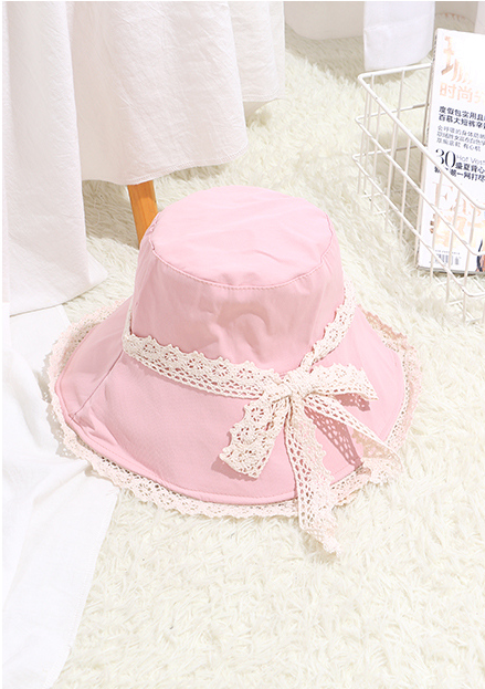 Lace Bowknot Wide Brim Hat