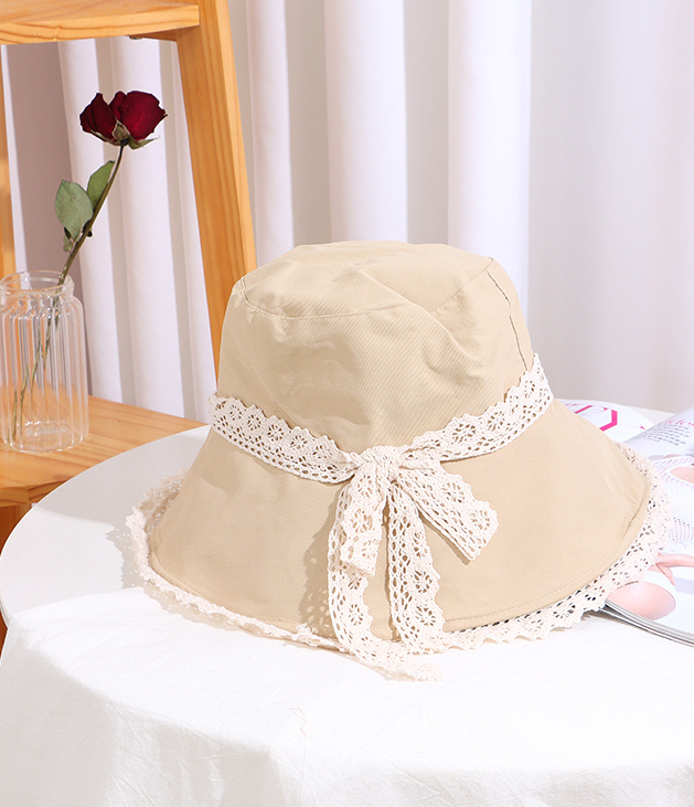 Lace Bowknot Wide Brim Hat