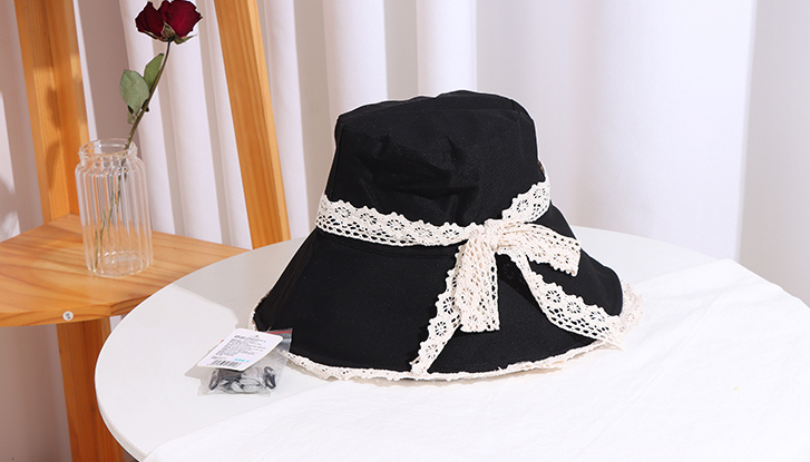 Lace Bowknot Wide Brim Hat