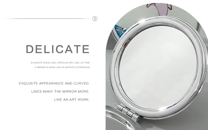 Portable Round Makeup Mirror (Glitters Series - Dolphin)