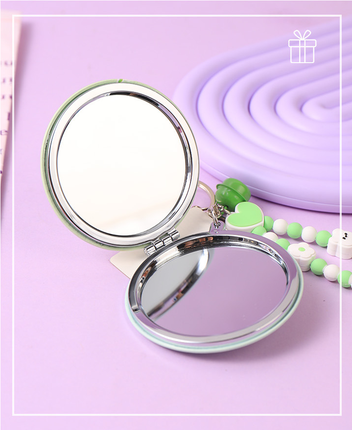 مرآة تعليق دائرية على شكل زهرة الأرنب اللطيفة للحقيبة