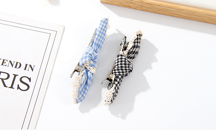 Sweet Checks Lace Bow Hair Clip 2 PCS