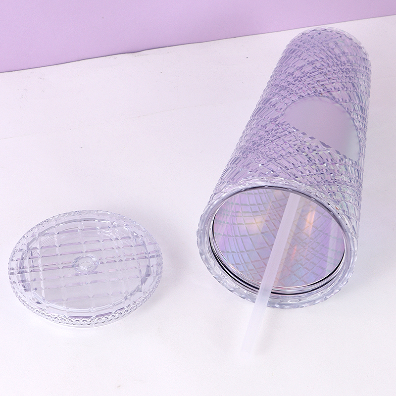 720 مل/24.3 أونصة سائلة. كوب بلاستيك أساسي كبير من القش (أبيض)