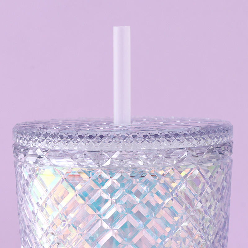 720 مل/24.3 أونصة سائلة. كوب بلاستيك أساسي كبير من القش (أبيض)