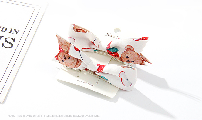 Cute Bear Checks Bow Hair Clip Set