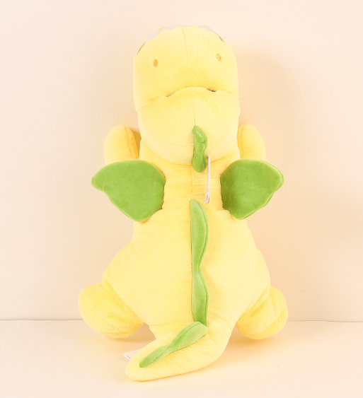 دمية محشوة لطيفة على شكل ديناصور مستلقي على شكل أجنحة (متوسط) (60 سم) (أصفر)