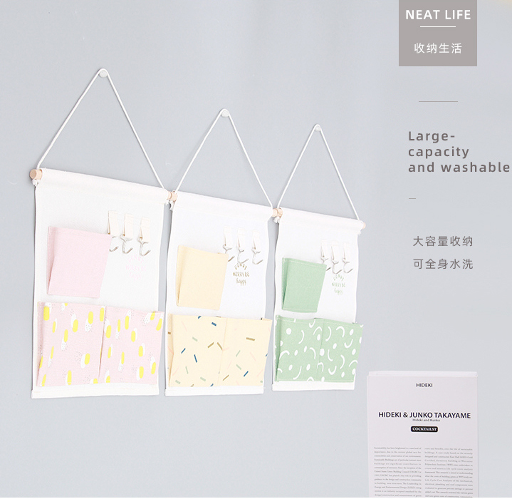 Fresh Life Geometric Over Door Hanging Storage Organizer with 3 Pockets and 3 Ho