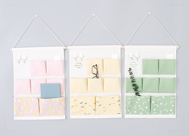Fresh Life Geometric Over Door Hanging Storage Organizer with 7 Pockets and 2 Ho
