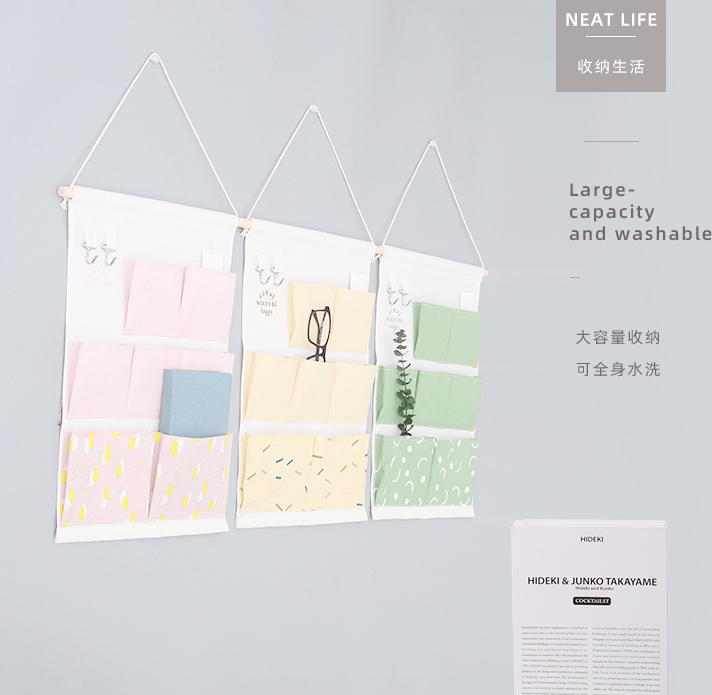 Fresh Life Geometric Over Door Hanging Storage Organizer with 7 Pockets and 2 Ho