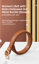 Women's Belt with Retro Hollowed-Out Metal Buckle (Brown)