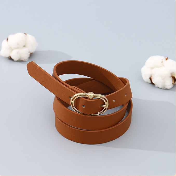 Women's Belt with Retro Hollowed-Out Metal Buckle (Brown)