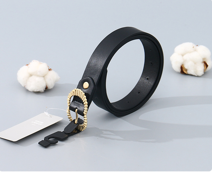 Women's Belt with Double Letter C Metal Buckle (Black)