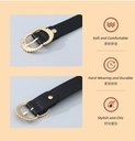 Women's Belt with Double Letter C Metal Buckle (Black)