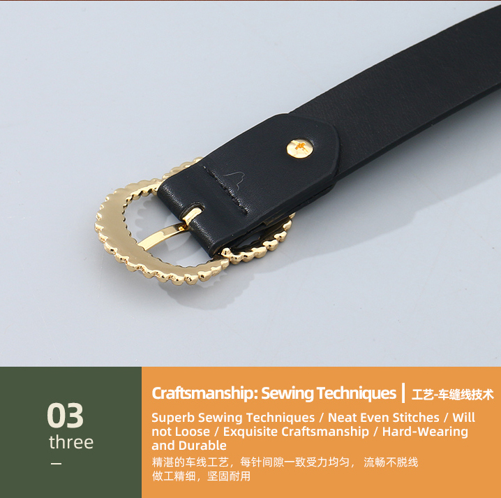 Women's Belt with Double Letter C Metal Buckle (Black)