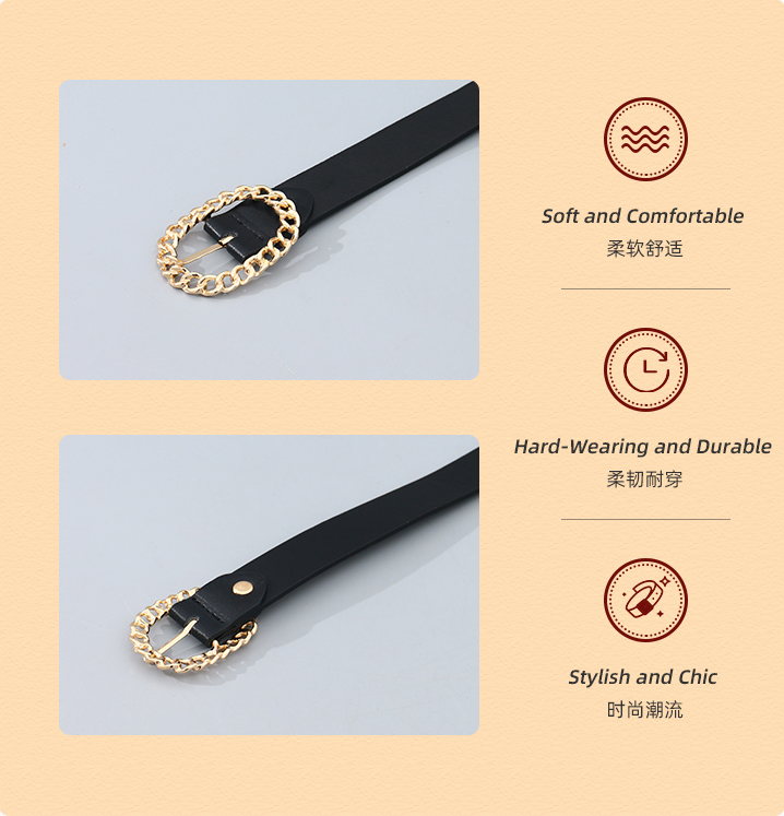 Women's Stylish Circle Chain Belt (Black)