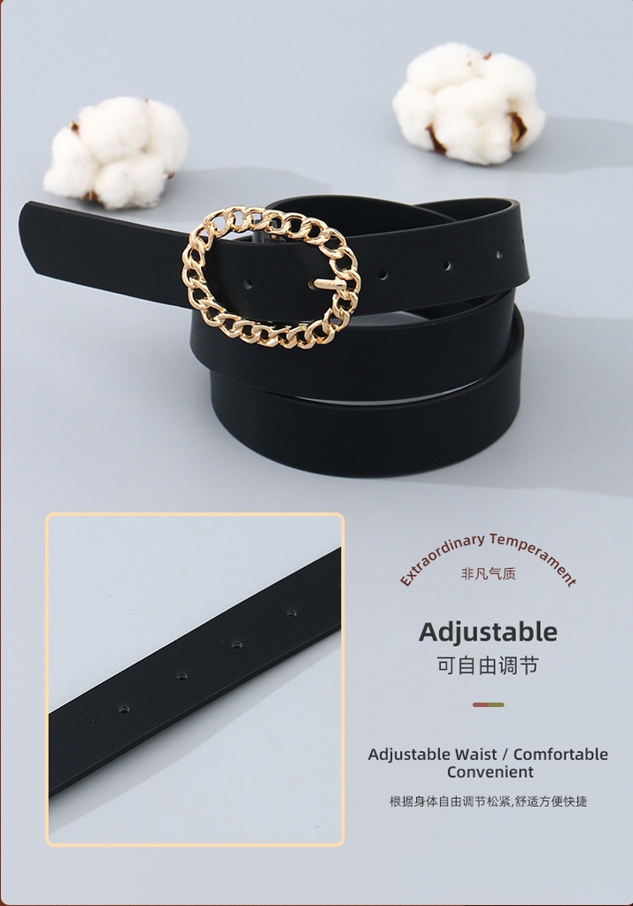 Women's Stylish Circle Chain Belt (Black)