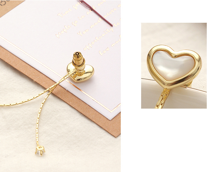 Exquisite Imitated Shell Heart-Shaped Tassels Earrings