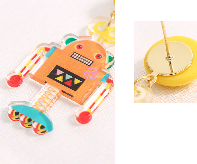 Trendy Acrylic Robot Earrings