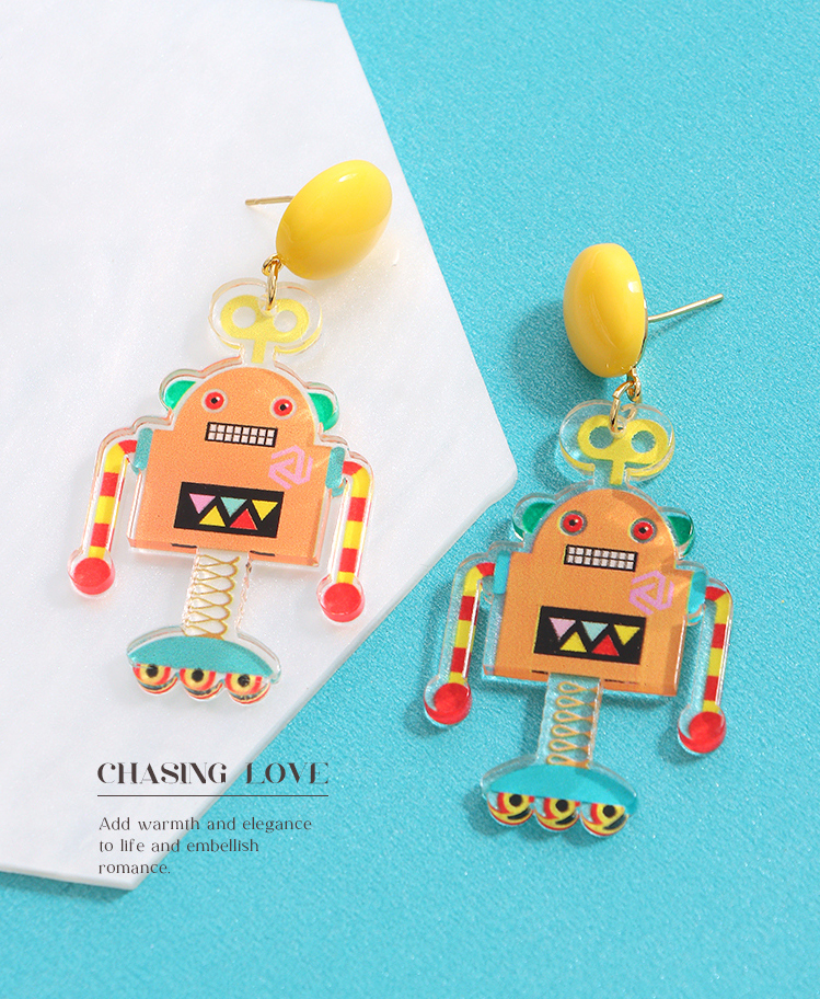 Trendy Acrylic Robot Earrings