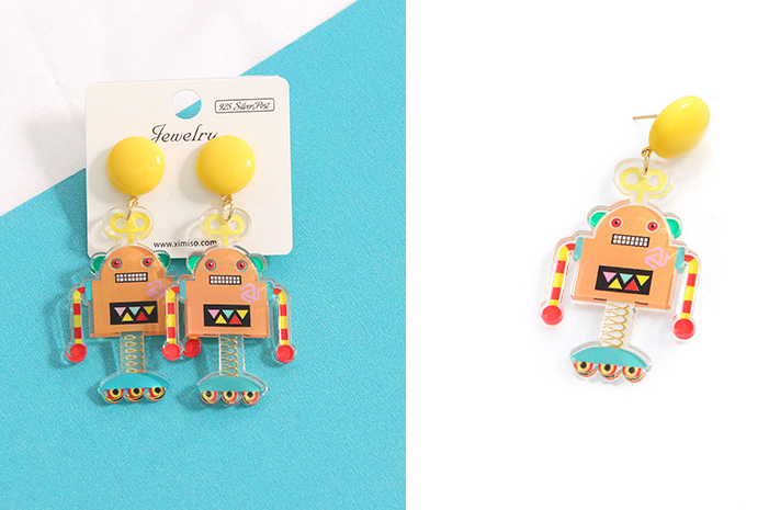 Trendy Acrylic Robot Earrings