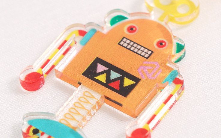 Trendy Acrylic Robot Earrings