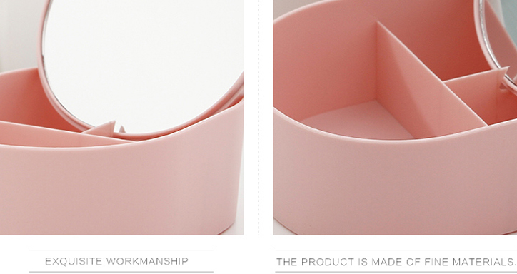 Oval Jewelry Box with Mirror (Pink/White)