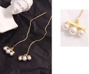 Simple Straight Bar Artificial Pearl Thread Earrings