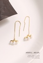 Simple Straight Bar Artificial Pearl Thread Earrings