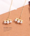 Simple Straight Bar Artificial Pearl Thread Earrings