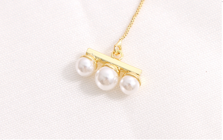 Simple Straight Bar Artificial Pearl Thread Earrings